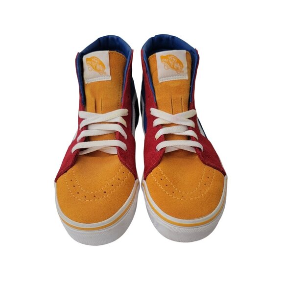 Vans Sk8-Hi PRIMARY BLOCK Color Suede & Canvas High Top Sneakers Kids Sz 4.5 - Picture 2 of 8